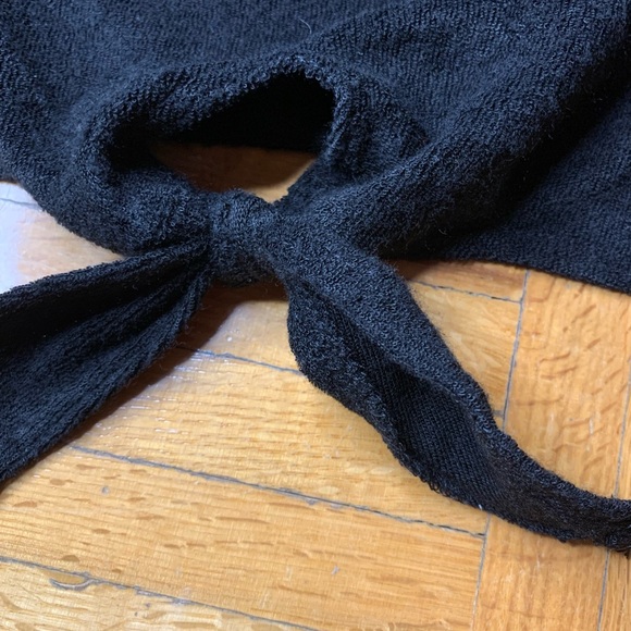 NEW! FAUX VELVET STYLE FRONT TIE TUBE TOP SLEEVELESS CROP PARTY TOP SHIRT - Picture 3 of 8